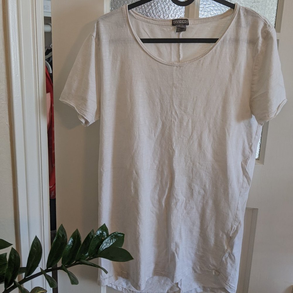 Divided H&M Wide-Neck White T-shirt in UK Size XS